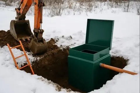 Монтаж септика зимой