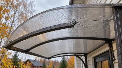 Трещина поликарбоната у крепления козырька
