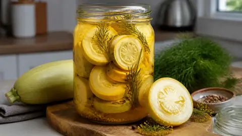 Маринованные кабачки с куркумой и зёрнами горчицы: как сохранить хруст и золотой цвет