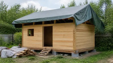 Как временно защитить недостроенный сарай или летнюю кухню от дождей
