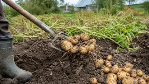 Зрелые клубни картофеля после аккуратной уборки в сухую погоду