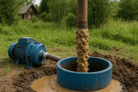 Чистка скважины от песка и ила