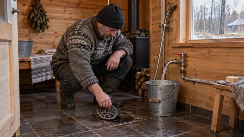 Слив воды в бане перед зимним простоем: где остаются водяные пробки
