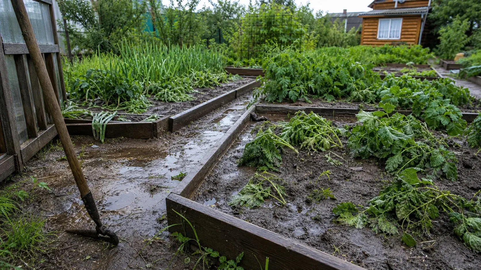 Огород после сильных дождей: что сделать в первые два дня