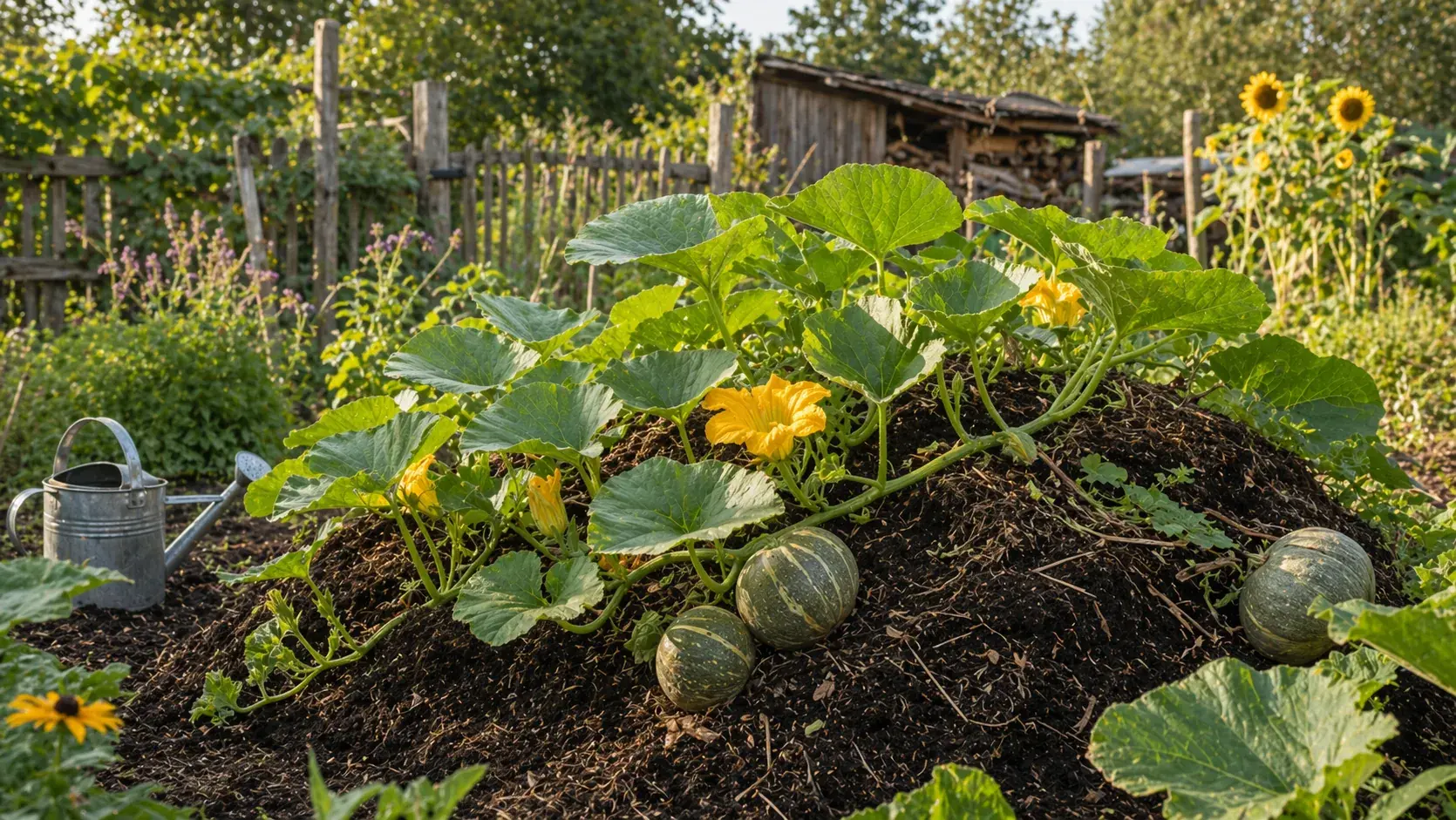 Тыква на компостной куче: посадка, полив и подкормка